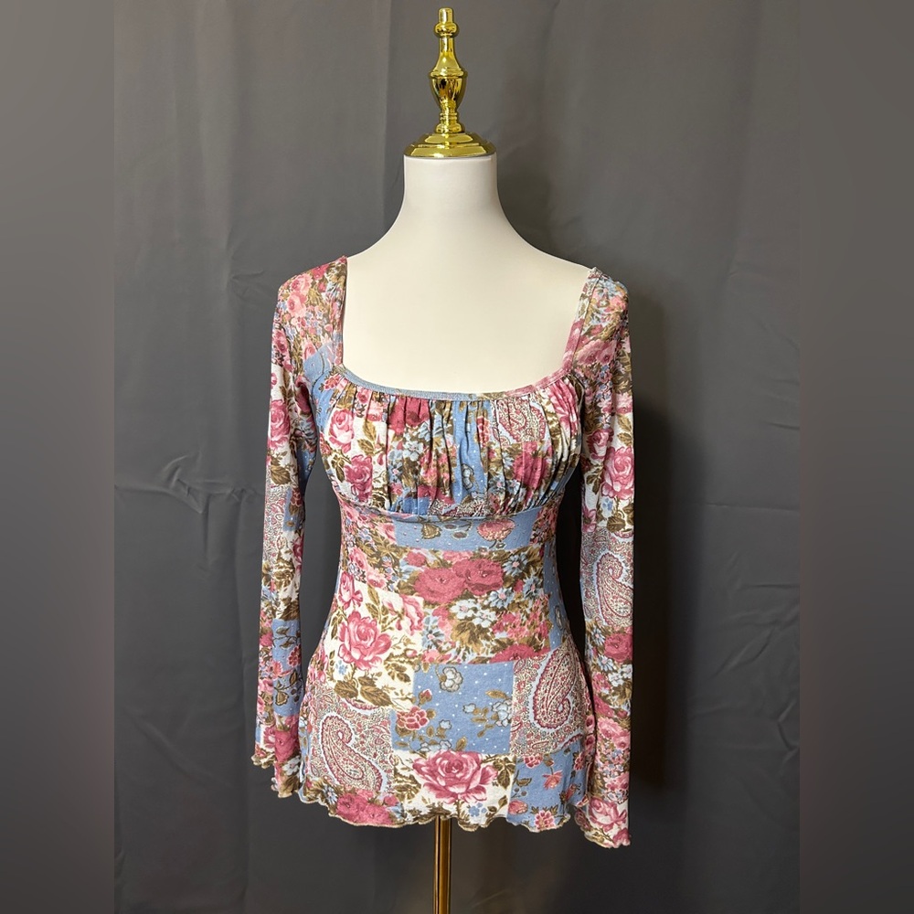 Eyeshadow Floral Long Sleeve Blouse ~ patchwork fairy vibes SOLD